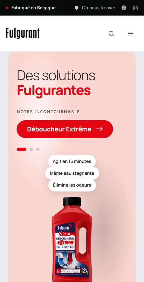 Page d'accueil de fulgurant.eu sur un téléphone